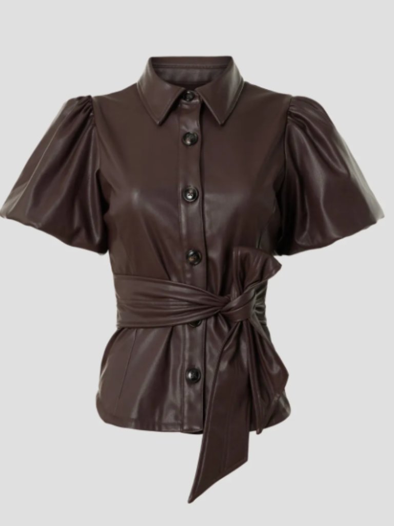 Toccin X Rtr Tie Waist Faux Leather Shirt Size Xl